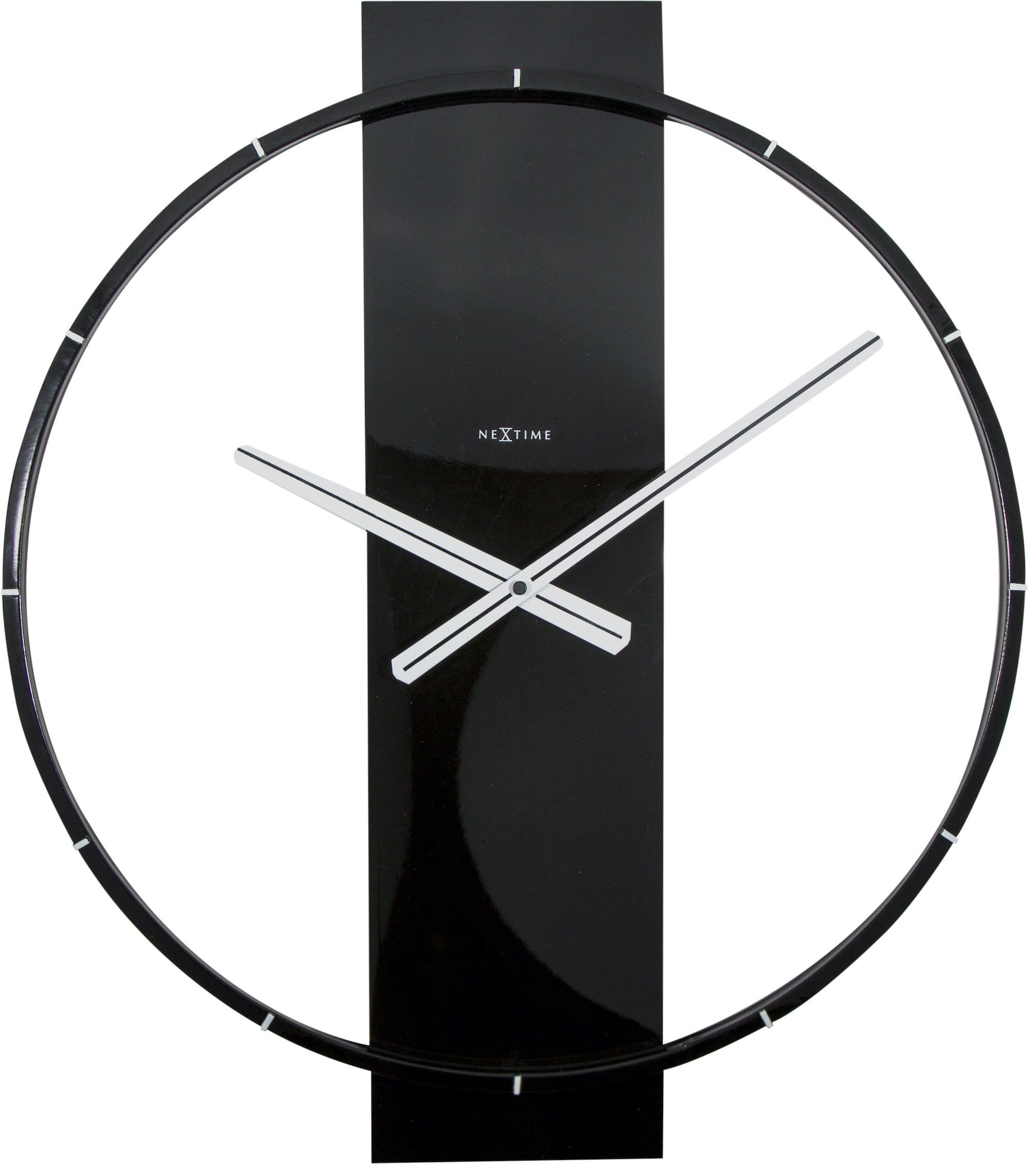 NeXtime wall clock with wooden and steel frame, 50.8 x 58.2 cm, modern design, featuring black hour and minute hands.